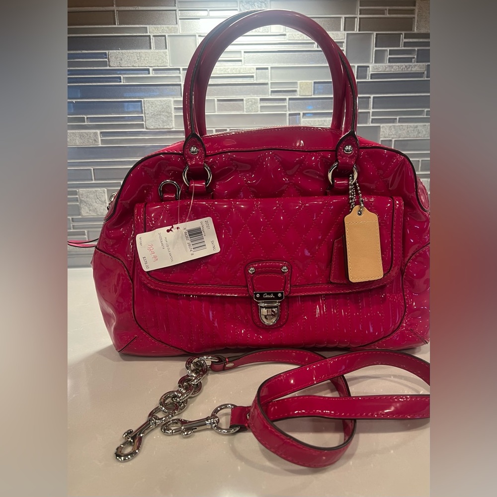 Dark Pink/Fuchsia Patent Leather Convertible Purse
